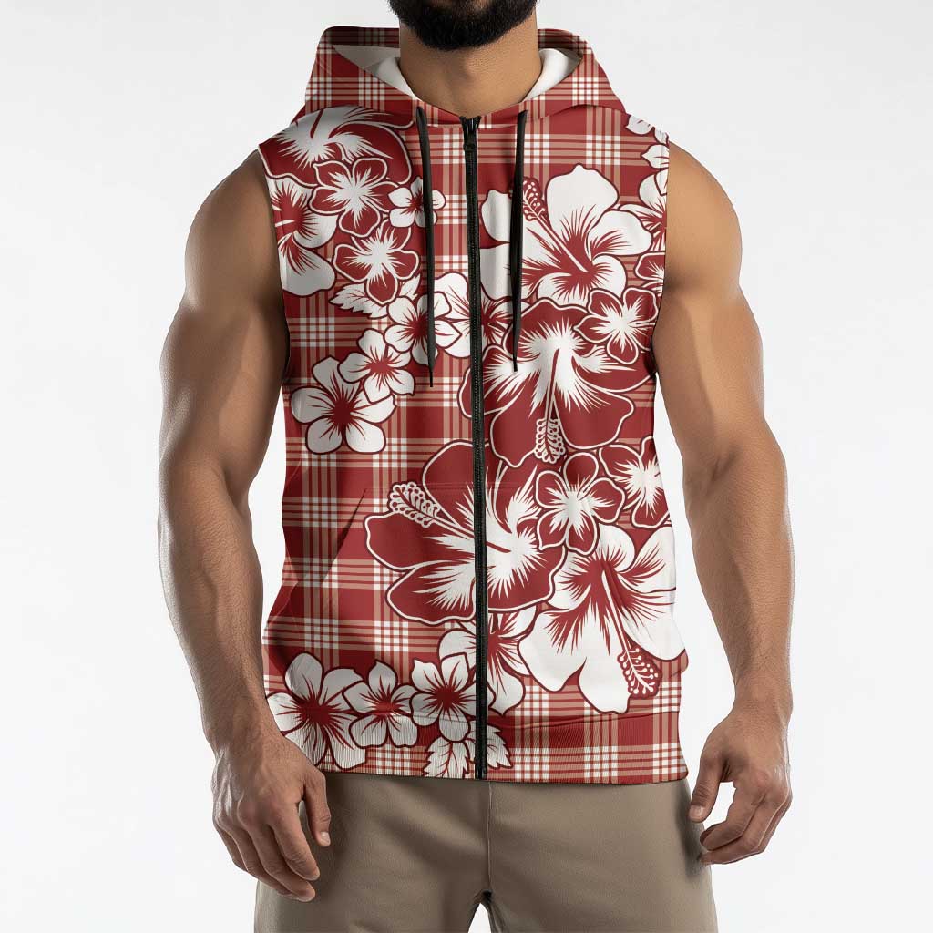 Hibiscus Pakala Fantasy Red Sleeveless Zip Hoodie Tropical Floral Stylized LT01 - Polynesian Pride
