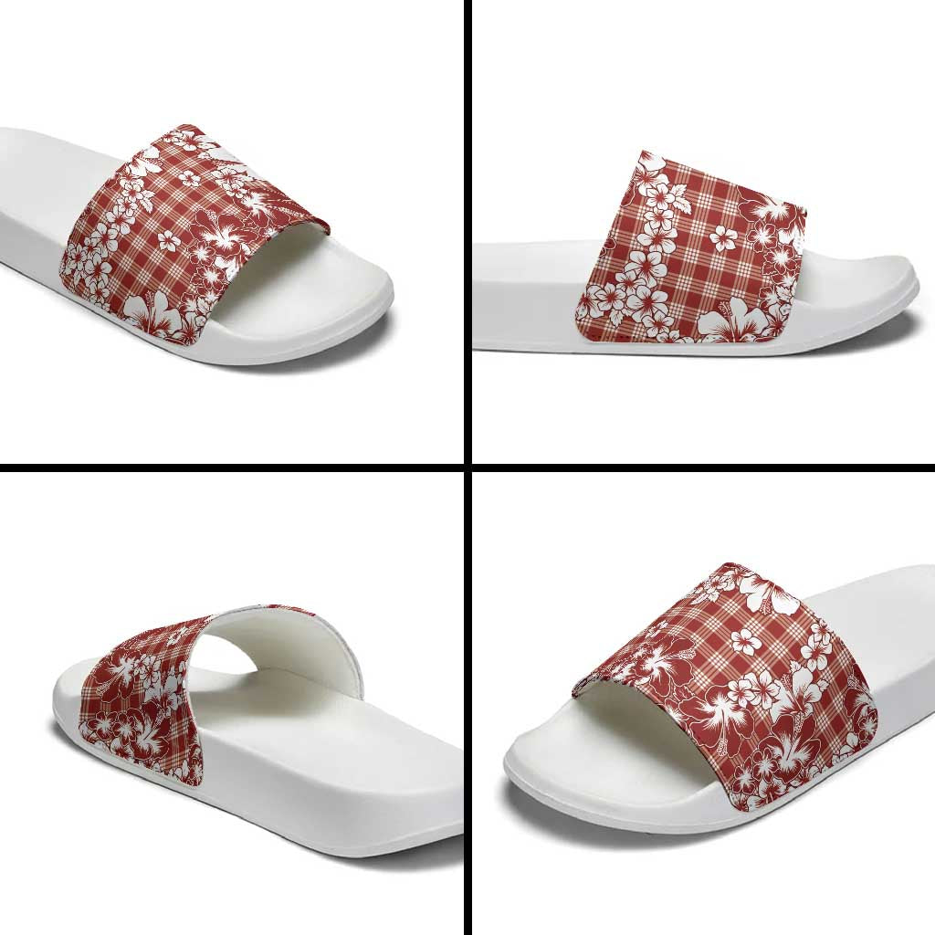 Hibiscus Pakala Fantasy Red Slide Sandals Tropical Floral Stylized - Polynesian Pride