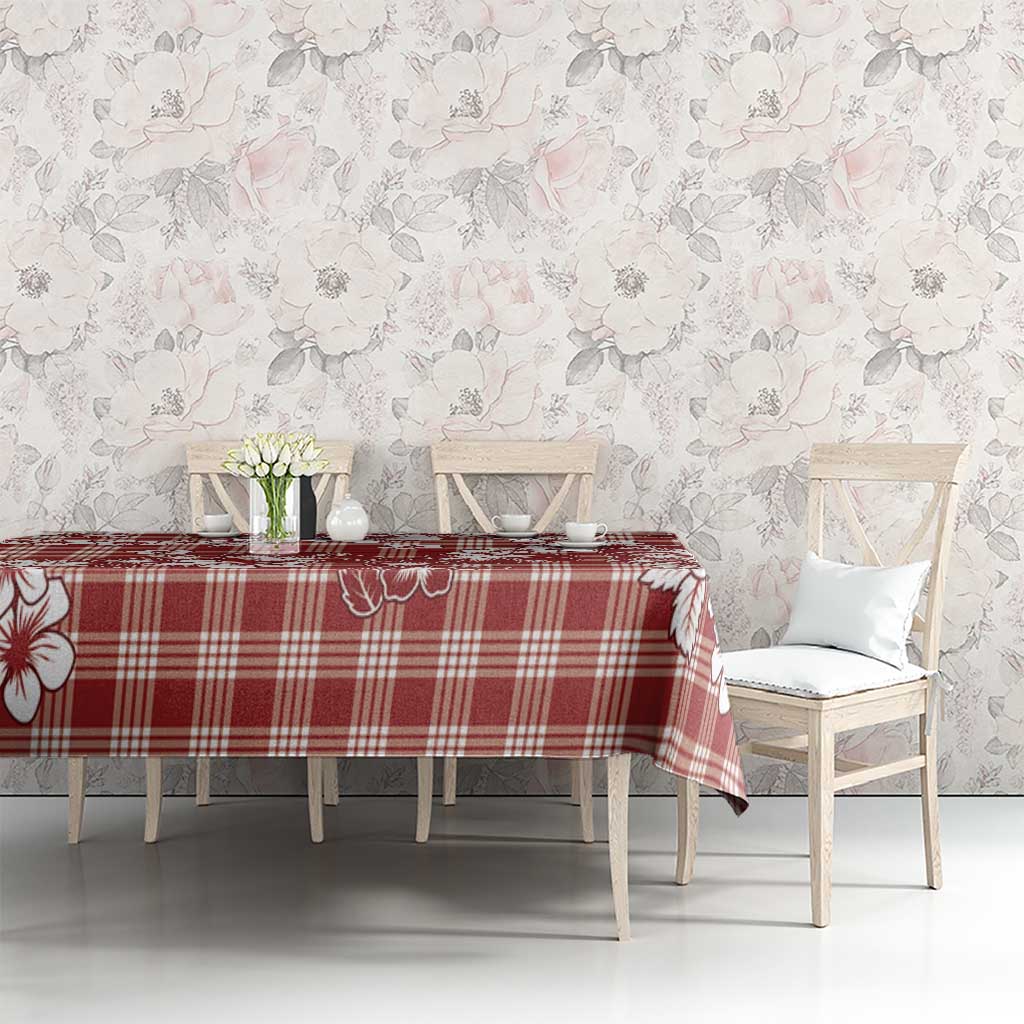 Hibiscus Pakala Fantasy Red Tablecloth Tropical Floral Stylized - Polynesian Pride