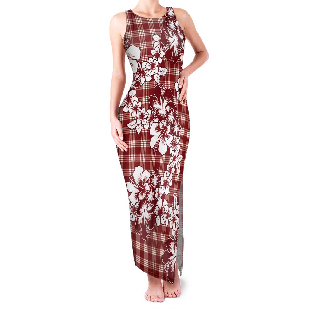 Hibiscus Pakala Fantasy Red Tank Maxi Dress Tropical Floral Stylized - Polynesian Pride