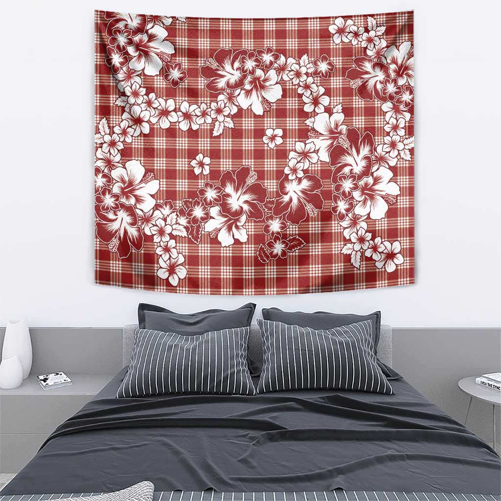 Hibiscus Pakala Fantasy Red Tapestry Tropical Floral Stylized - Polynesian Pride