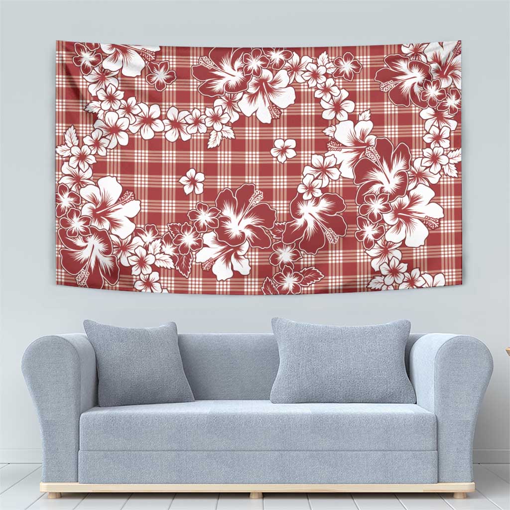 Hibiscus Pakala Fantasy Red Tapestry Tropical Floral Stylized - Polynesian Pride
