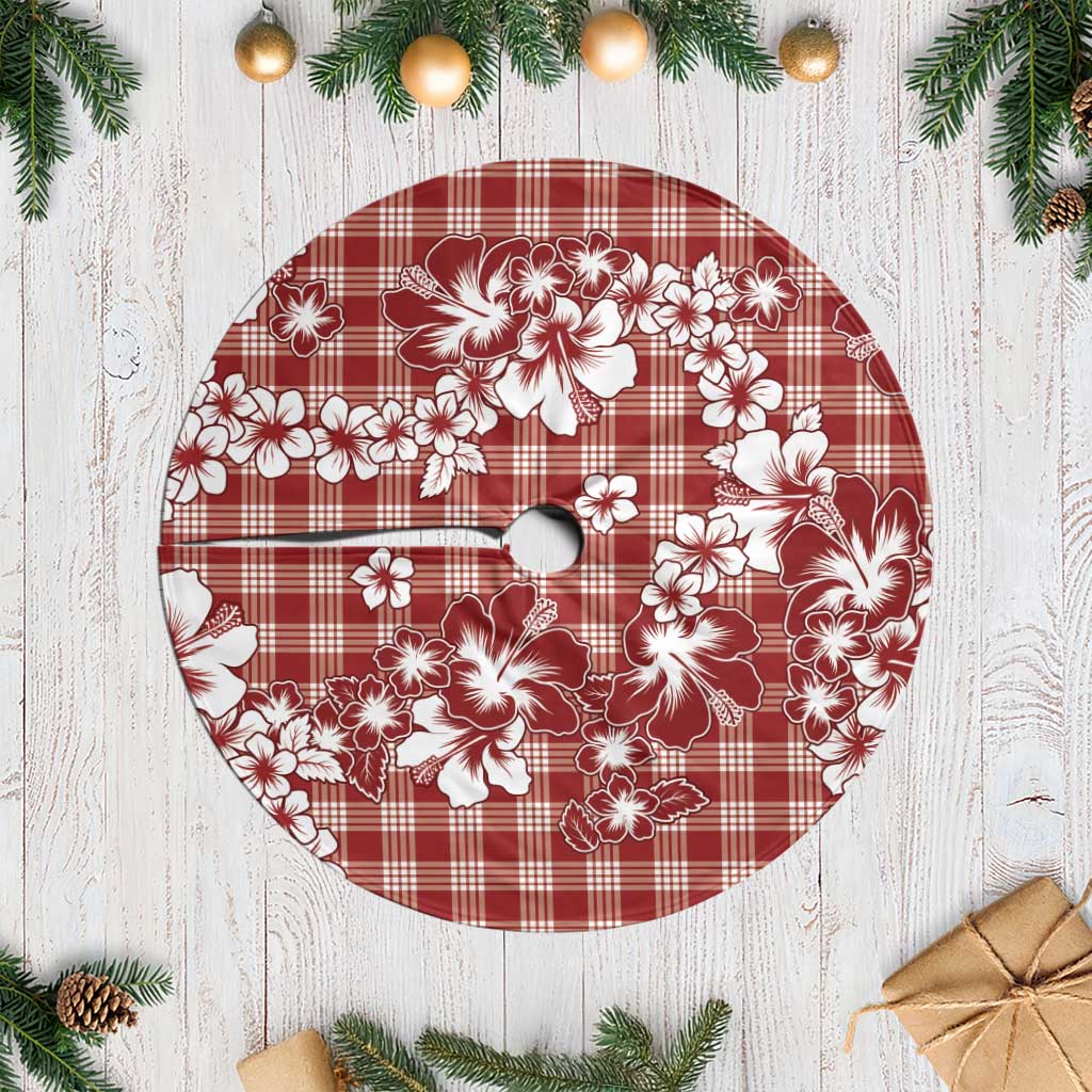 Hibiscus Pakala Fantasy Red Tree Skirt Tropical Floral Stylized - Polynesian Pride