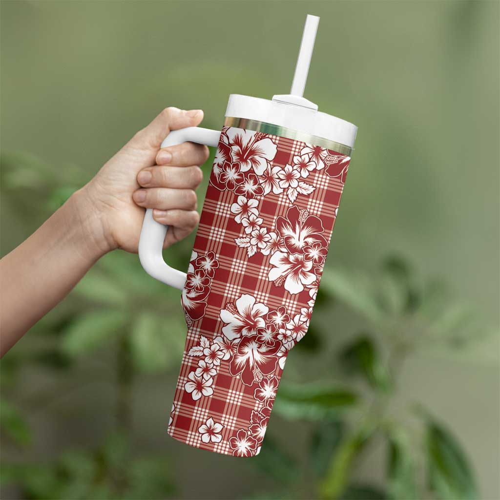 Hibiscus Pakala Fantasy Red Tumbler With Handle Tropical Floral Stylized - Polynesian Pride