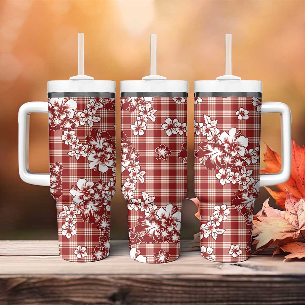 Hibiscus Pakala Fantasy Red Tumbler With Handle Tropical Floral Stylized - Polynesian Pride