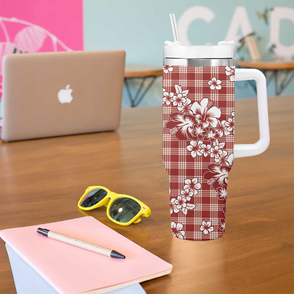 Hibiscus Pakala Fantasy Red Tumbler With Handle Tropical Floral Stylized - Polynesian Pride
