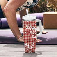 Hibiscus Pakala Fantasy Red Tumbler With Handle Tropical Floral Stylized - Polynesian Pride