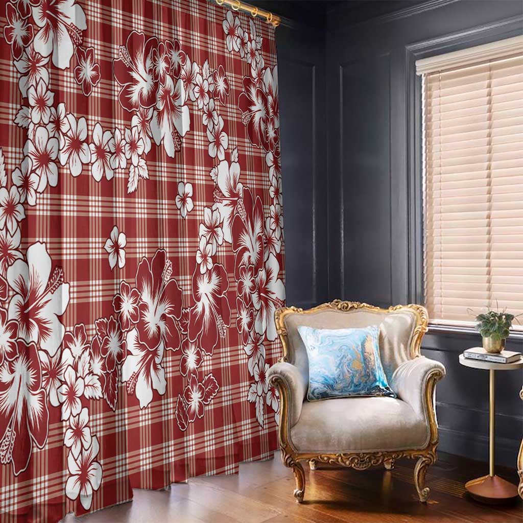 Hibiscus Pakala Fantasy Red Window Curtain Tropical Floral Stylized - Polynesian Pride