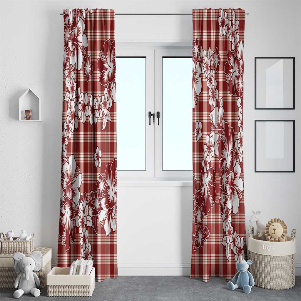 Hibiscus Pakala Fantasy Red Window Curtain Tropical Floral Stylized - Polynesian Pride