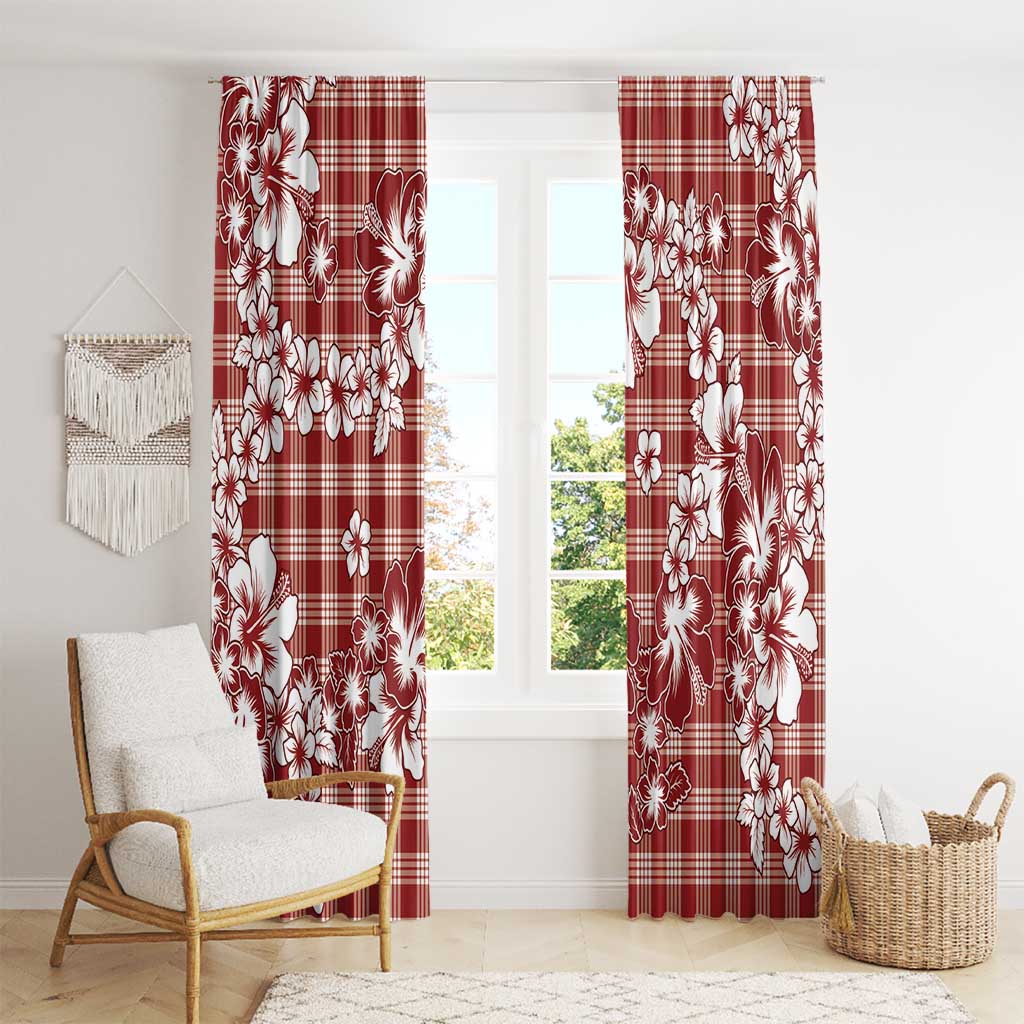 Hibiscus Pakala Fantasy Red Window Curtain Tropical Floral Stylized - Polynesian Pride