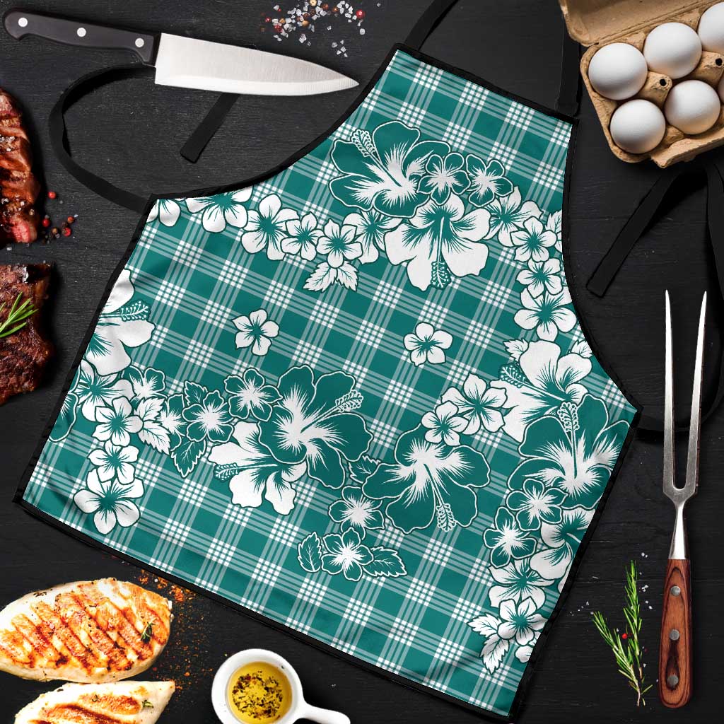 Hibiscus Pakala Aqua Teal Apron Tropical Floral Stylized - Polynesian Pride