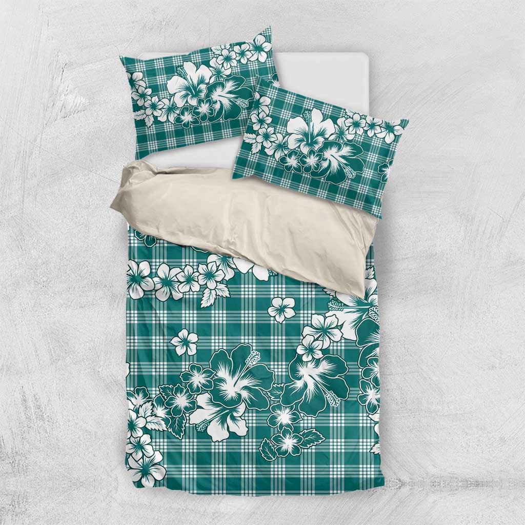 Hibiscus Pakala Aqua Teal Bedding Set Tropical Floral Stylized - Polynesian Pride