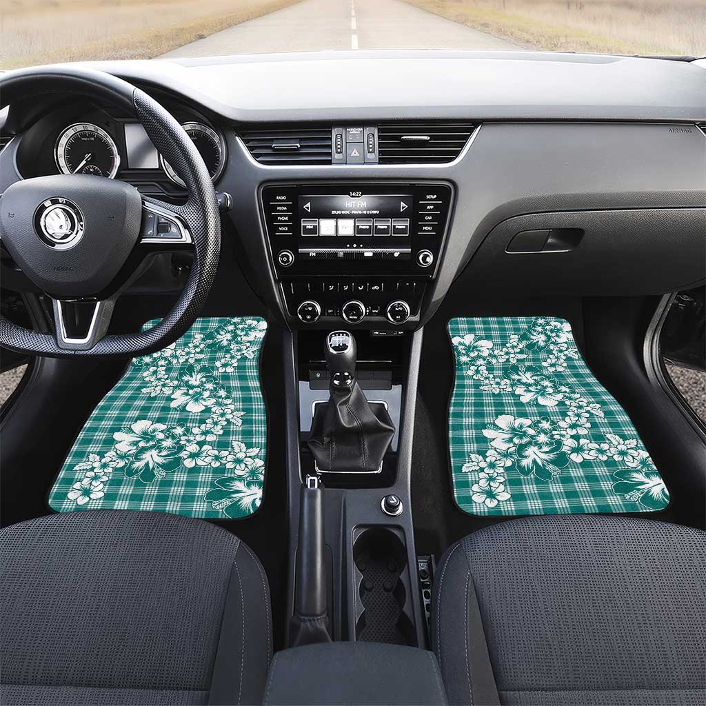 Hibiscus Pakala Aqua Teal Car Mats Tropical Floral Stylized - Polynesian Pride