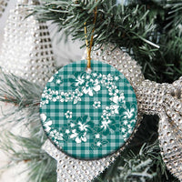 Hibiscus Pakala Aqua Teal Ceramic Ornament Tropical Floral Stylized - Polynesian Pride