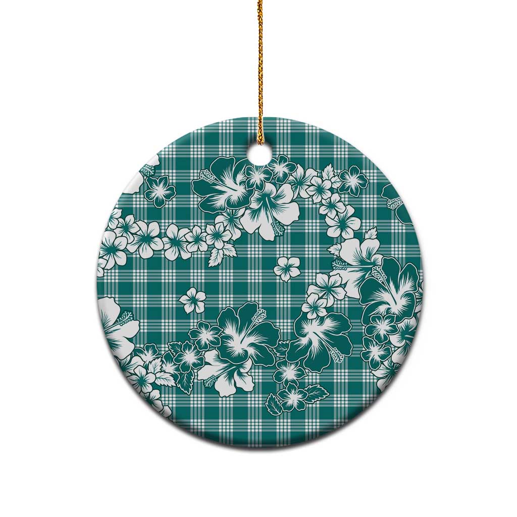 Hibiscus Pakala Aqua Teal Ceramic Ornament Tropical Floral Stylized - Polynesian Pride