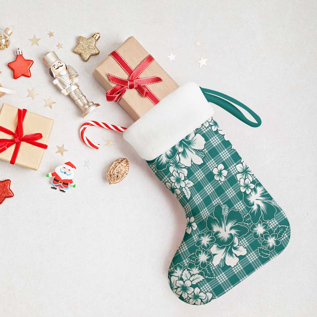 Hibiscus Pakala Aqua Teal Christmas Stocking Tropical Floral Stylized - Polynesian Pride