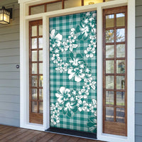 Hibiscus Pakala Aqua Teal Door Cover Tropical Floral Stylized - Polynesian Pride