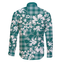 Hibiscus Pakala Aqua Teal Family Matching Mermaid Dress and Hawaiian Shirt Tropical Floral Stylized LT01 - Polynesian Pride