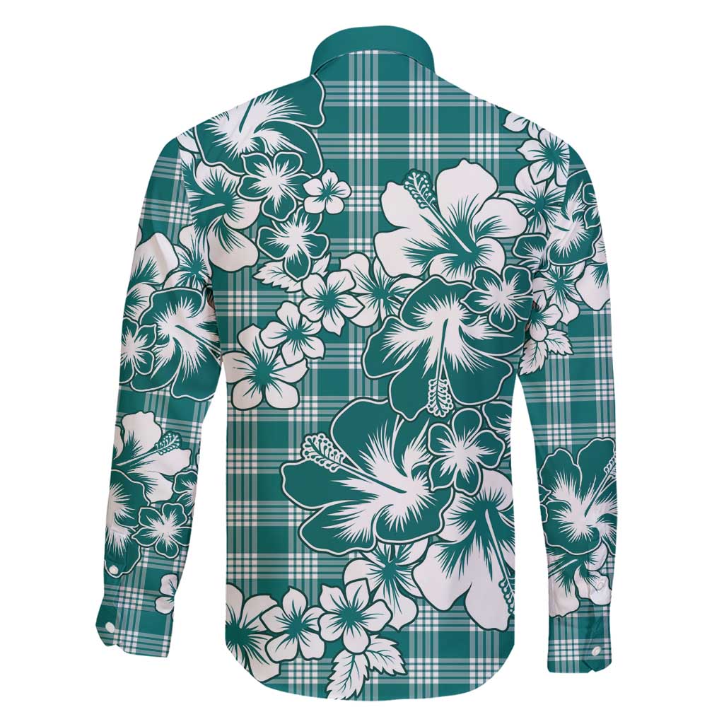 Hibiscus Pakala Aqua Teal Family Matching Short Sleeve Bodycon Dress and Hawaiian Shirt Tropical Floral Stylized LT01 - Polynesian Pride