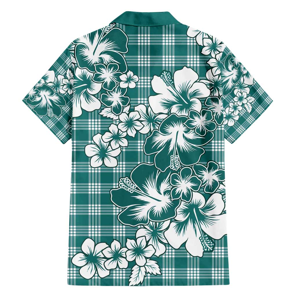 Hibiscus Pakala Aqua Teal Family Matching Summer Maxi Dress and Hawaiian Shirt Tropical Floral Stylized LT01 - Polynesian Pride