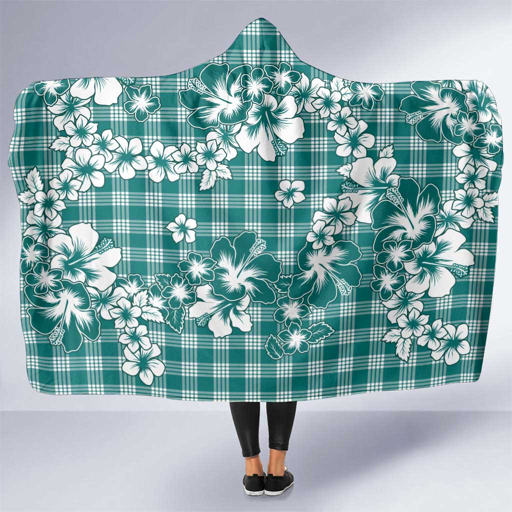 Hibiscus Pakala Aqua Teal Hooded Blanket Tropical Floral Stylized - Polynesian Pride