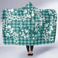 Hibiscus Pakala Aqua Teal Hooded Blanket Tropical Floral Stylized - Polynesian Pride