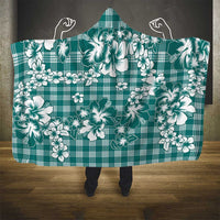 Hibiscus Pakala Aqua Teal Hooded Blanket Tropical Floral Stylized - Polynesian Pride