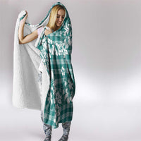 Hibiscus Pakala Aqua Teal Hooded Blanket Tropical Floral Stylized - Polynesian Pride