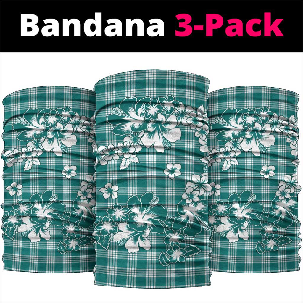 Hibiscus Pakala Aqua Teal Neck Gaiter Tropical Floral Stylized - Polynesian Pride