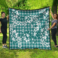 Hibiscus Pakala Aqua Teal Quilt Tropical Floral Stylized - Polynesian Pride