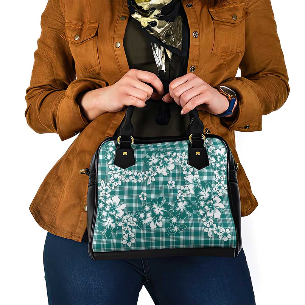 Hibiscus Pakala Aqua Teal Shoulder Handbag Tropical Floral Stylized - Polynesian Pride