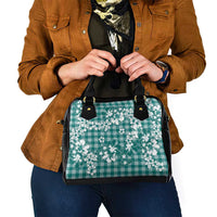 Hibiscus Pakala Aqua Teal Shoulder Handbag Tropical Floral Stylized - Polynesian Pride