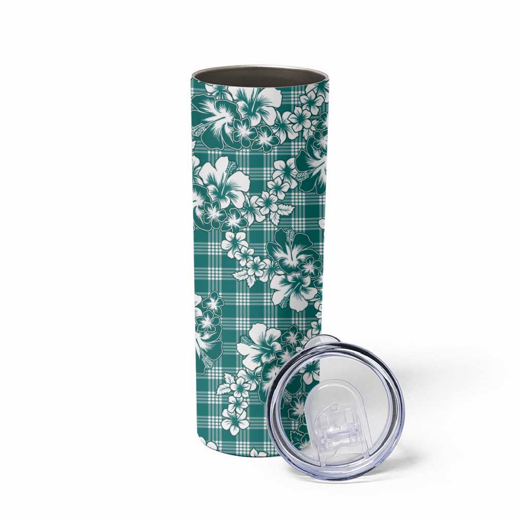 Hibiscus Pakala Aqua Teal Skinny Tumbler Tropical Floral Stylized - Polynesian Pride