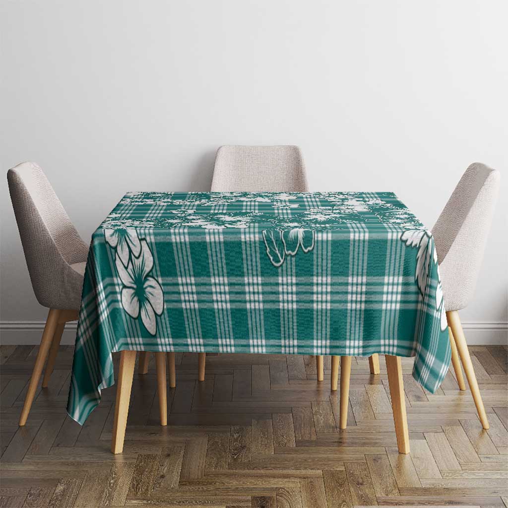 Hibiscus Pakala Aqua Teal Tablecloth Tropical Floral Stylized - Polynesian Pride