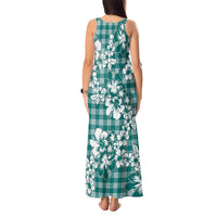 Hibiscus Pakala Aqua Teal Tank Maxi Dress Tropical Floral Stylized LT01 - Polynesian Pride