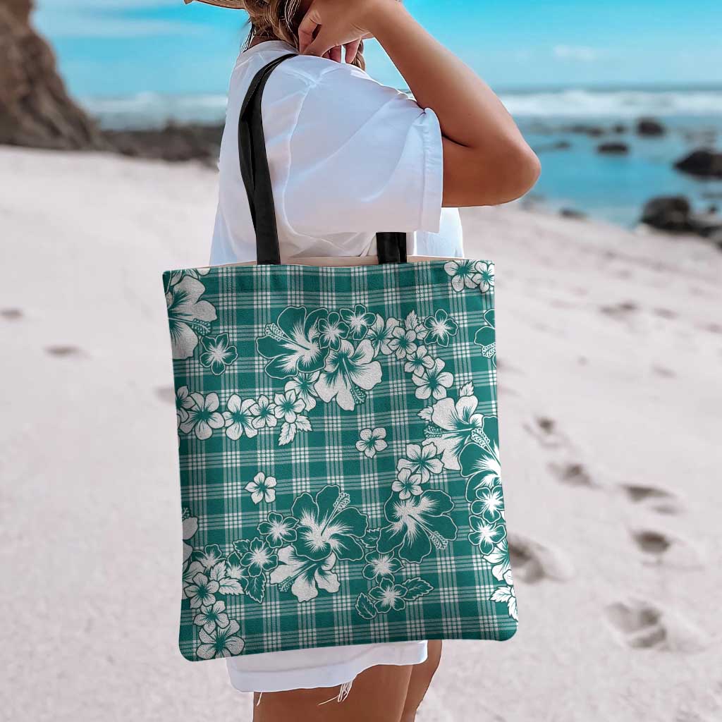 Hibiscus Pakala Aqua Teal Tote Bag Tropical Floral Stylized - Polynesian Pride