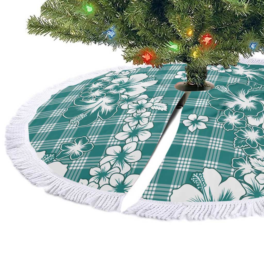 Hibiscus Pakala Aqua Teal Tree Skirt Tropical Floral Stylized - Polynesian Pride