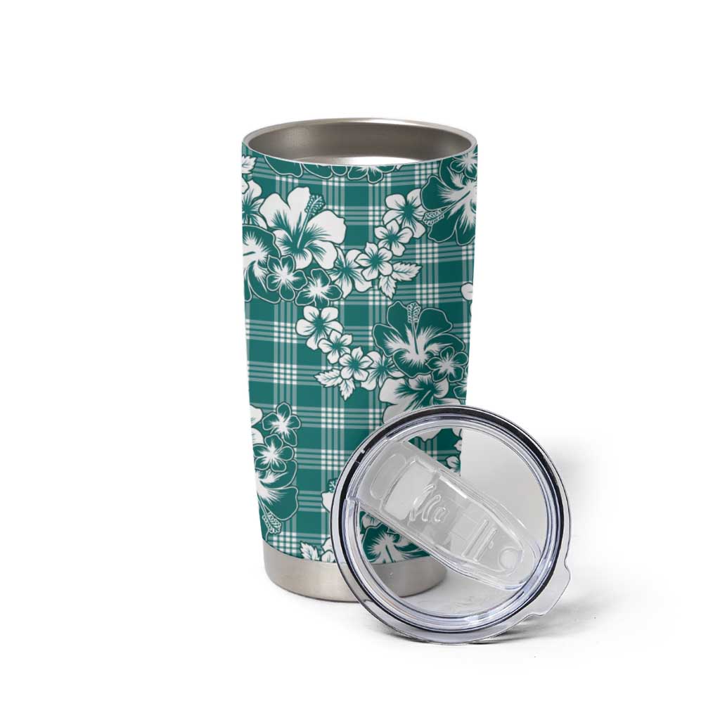 Hibiscus Pakala Aqua Teal Tumbler Cup Tropical Floral Stylized - Polynesian Pride