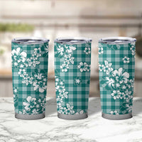 Hibiscus Pakala Aqua Teal Tumbler Cup Tropical Floral Stylized - Polynesian Pride