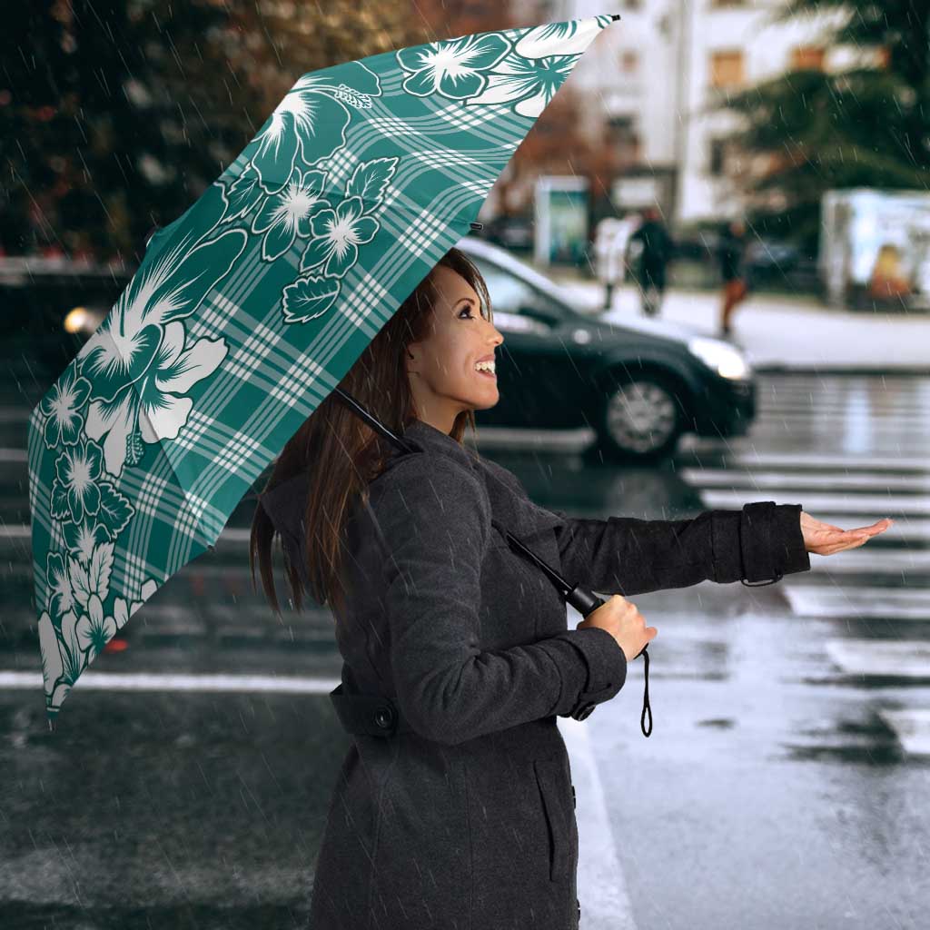 Hibiscus Pakala Aqua Teal Umbrella Tropical Floral Stylized - Polynesian Pride
