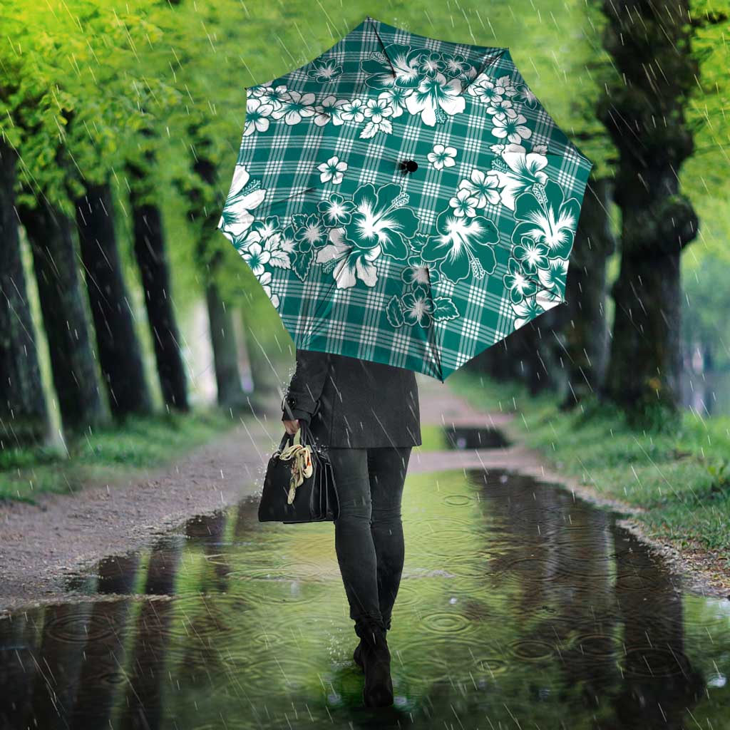 Hibiscus Pakala Aqua Teal Umbrella Tropical Floral Stylized - Polynesian Pride