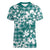 Hibiscus Pakala Aqua Teal Women V-Neck T-Shirt Tropical Floral Stylized - Polynesian Pride
