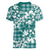 Hibiscus Pakala Aqua Teal Women V-Neck T-Shirt Tropical Floral Stylized - Polynesian Pride