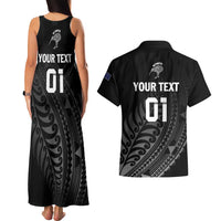 Custom New Zealand Cricket Couples Matching Tank Maxi Dress and Hawaiian Shirt Maori Kiwi Black Fern LT01 - Polynesian Pride