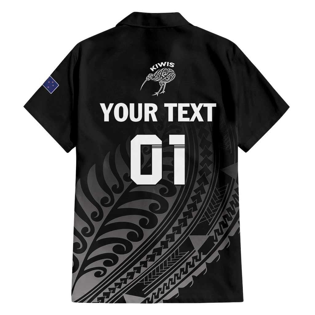 Custom New Zealand Cricket Family Matching Long Sleeve Bodycon Dress and Hawaiian Shirt Maori Kiwi Black Fern LT01 - Polynesian Pride