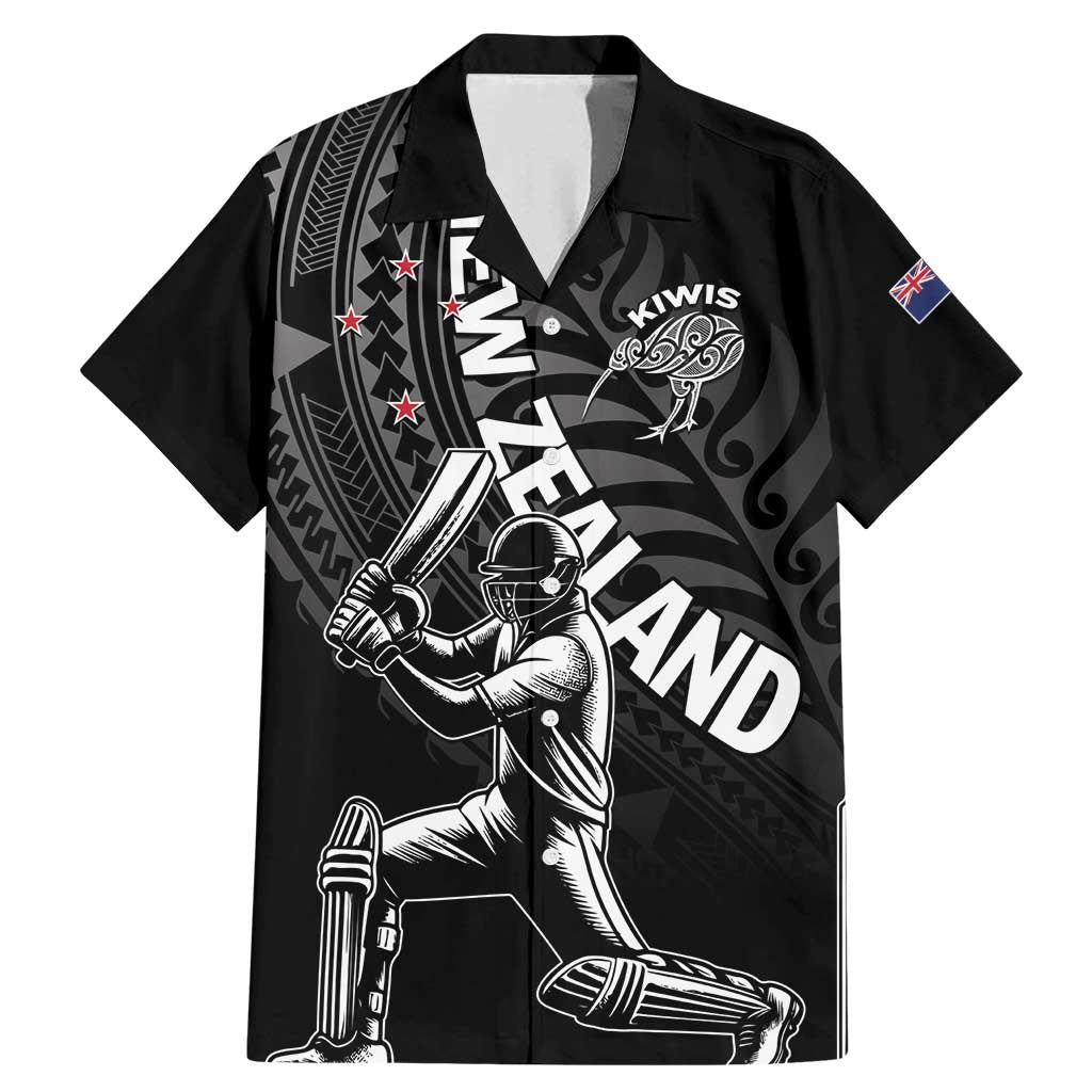 Custom New Zealand Cricket Family Matching Mermaid Dress and Hawaiian Shirt Maori Kiwi Black Fern LT01 Dad's Shirt - Short Sleeve Black - Polynesian Pride