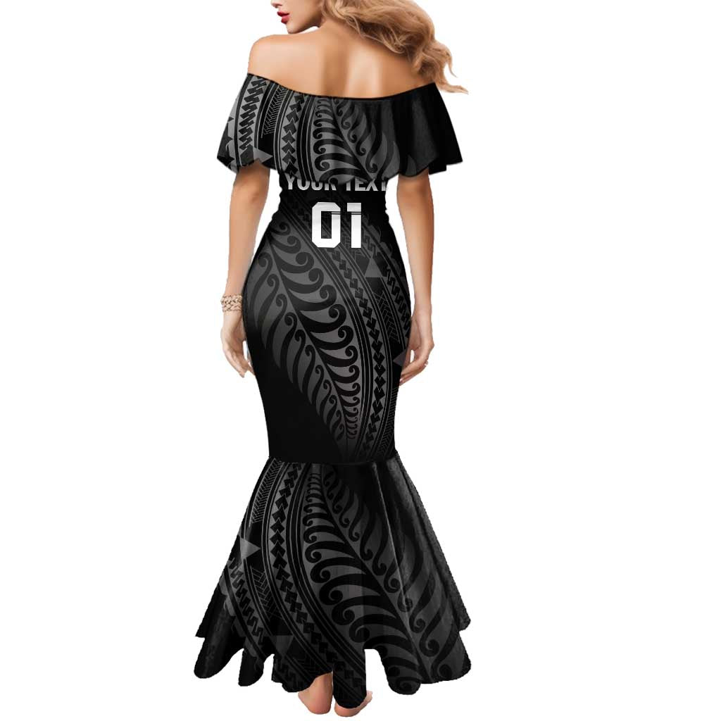 Custom New Zealand Cricket Family Matching Mermaid Dress and Hawaiian Shirt Maori Kiwi Black Fern LT01 - Polynesian Pride