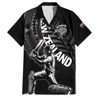 Custom New Zealand Cricket Family Matching Off The Shoulder Long Sleeve Dress and Hawaiian Shirt Maori Kiwi Black Fern LT01 Dad's Shirt - Short Sleeve Black - Polynesian Pride