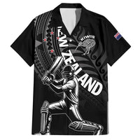 Custom New Zealand Cricket Family Matching Off Shoulder Maxi Dress and Hawaiian Shirt Maori Kiwi Black Fern LT01 Dad's Shirt - Short Sleeve Black - Polynesian Pride