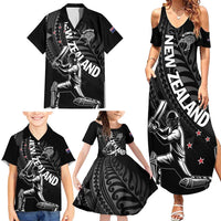 Custom New Zealand Cricket Family Matching Summer Maxi Dress and Hawaiian Shirt Maori Kiwi Black Fern LT01 - Polynesian Pride